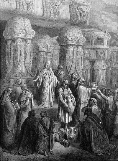 Cyrus herstelt de tempelvaten door Gustave Dore